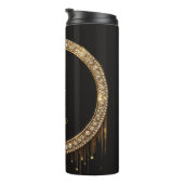 Benutzerdefinierter Name Schwarzer Glitter Monogra Thermosbecher (Nach rechts gedreht)