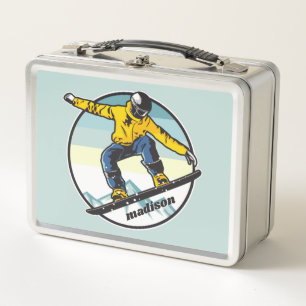Benutzerdefinierter Name Snowboarder Metall Brotdose