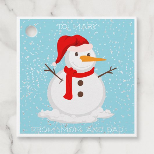 Benutzerdefinierter Name Snowman Glitzer Geschenkanhänger (Vorderseite)