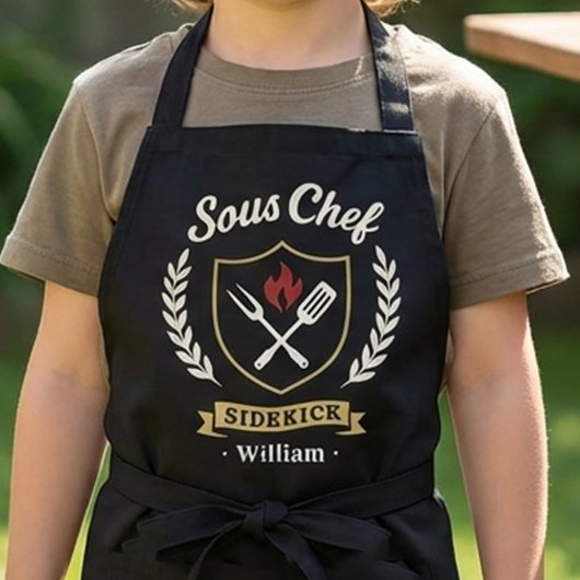 Benutzerdefinierter Name Sous-Chef Sidekick Kinder Schürze