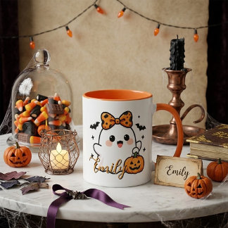 Benutzerdefinierter Name Süße Halloween-Geist-Tass Tasse