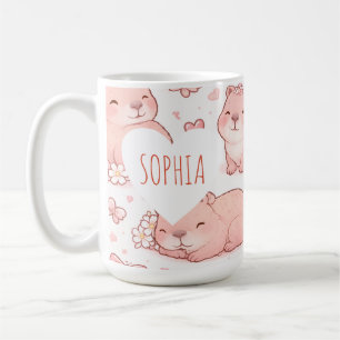 Benutzerdefinierter Name Süße Pastell-Capybara-Sch Kaffeetasse