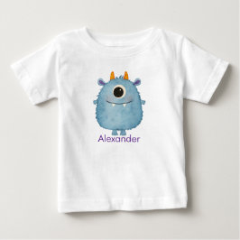 Benutzerdefinierter Name Süßes einäugiges Monster- Baby T-shirt