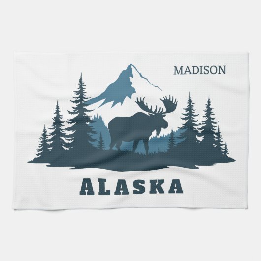 Benutzerdefinierter Name & Text ALASKA Geschirrtuch (Horizontal)