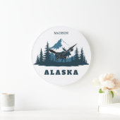Benutzerdefinierter Name & Text ALASKA Große Wanduhr (Zuhause)