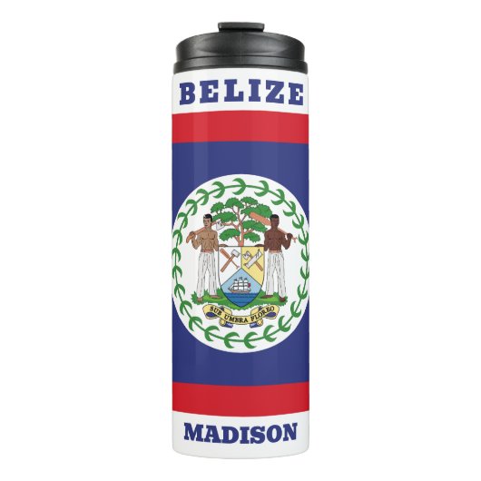 Benutzerdefinierter Name & Text Belize-Flagge Thermosbecher (Vorderseite)