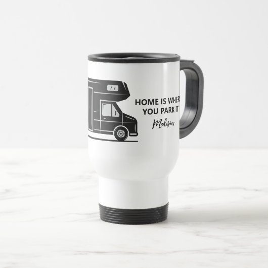 Benutzerdefinierter Name & Text Camper Van Reisebecher (VorderseiteRechts)