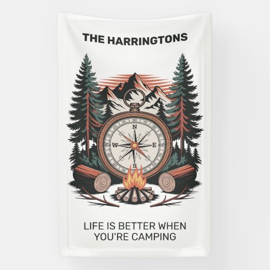 Benutzerdefinierter Name & Text Camping Banner (Vertikal)