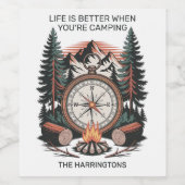 Benutzerdefinierter Name & Text Camping Weinetikett (Einzelnes Label)