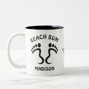Benutzerdefinierter Name, Text & Farbe Beach Bum Zweifarbige Tasse