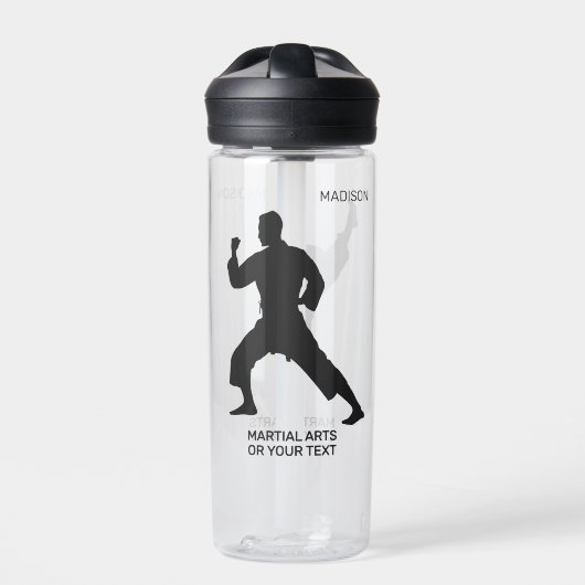Benutzerdefinierter Name, Text & Farbe Kampfsport Trinkflasche (Vorderseite)