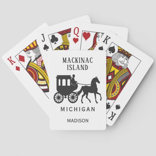 Benutzerdefinierter Name, Text & Farbe Mackinac Is Spielkarten (Rückseite)