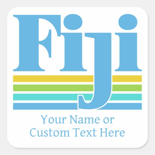 Benutzerdefinierter Name / Text Fiji Quadratischer Aufkleber (Vorderseite)