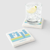 Benutzerdefinierter Name / Text Fiji Steinuntersetzer (Seitenansicht)