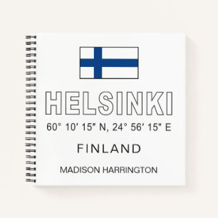 Benutzerdefinierter Name & Text Helsinki Koordinat Notizblock