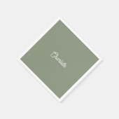 Benutzerdefinierter Name Text Sage Green weiß mini Serviette (Ecke)