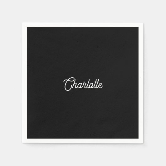 Benutzerdefinierter Name Text Schwarz weiß minimal Serviette (Vorderseite)