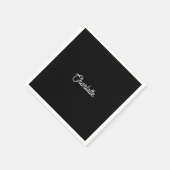 Benutzerdefinierter Name Text Schwarz weiß minimal Serviette (Ecke)
