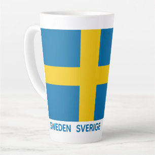 Benutzerdefinierter Name & Text Schwedische Flagge Milchtasse