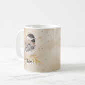 Benutzerdefinierter Name Text Wasserfarbe Chickade Kaffeetasse (Vorderseite Links)