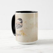 Benutzerdefinierter Name Text Wasserfarbe Chickade Tasse (Vorderseite Links)