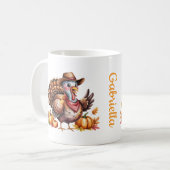 Benutzerdefinierter Name Thanksgiving Truthahn Her Kaffeetasse (Vorderseite Links)