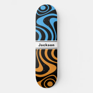 Benutzerdefinierter Name Trippy Wavy 70er Retro Bl Skateboard