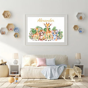 Benutzerdefinierter Name Tropische Dschungeltiere Poster