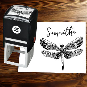Benutzerdefinierter Name und elegante Libelle Permastempel