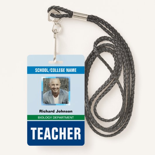 Benutzerdefinierter Name und Foto | Lehrer-Ausweis Ausweis (Vorderseite mit Schlüsselband)