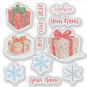 Benutzerdefinierter Name und Geschenkbox Aufkleber (Vorderseite)