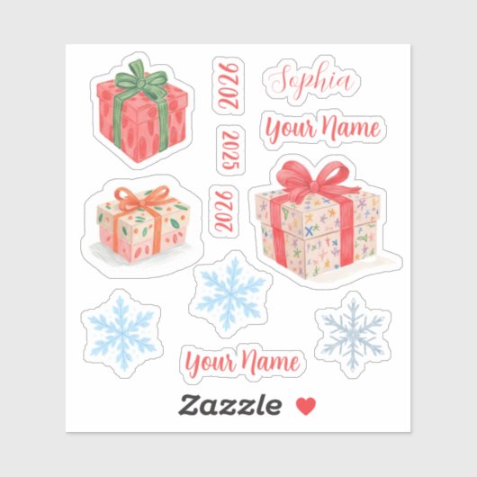 Benutzerdefinierter Name und Geschenkbox Aufkleber (Blatt)