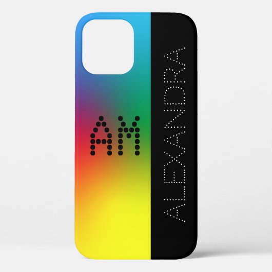 Benutzerdefinierter Name und Monogramm auf Regenbo Case-Mate iPhone Hülle (Rückseite)