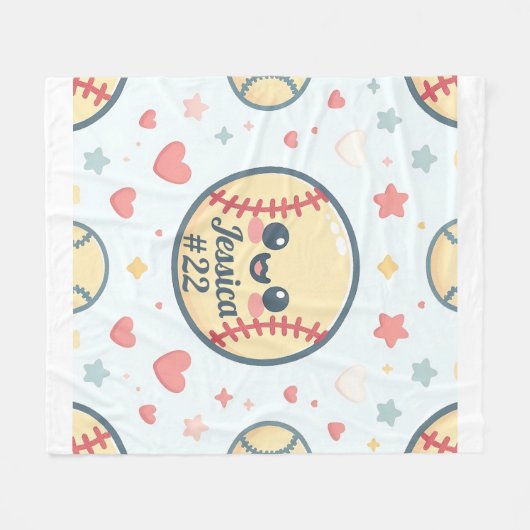 Benutzerdefinierter Name und Nummer-Softball-Throw Fleecedecke (Vorderseite (Horizontal))