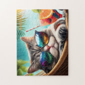 Benutzerdefinierter Name Urlaub Katze Puzzle (Vertikal)
