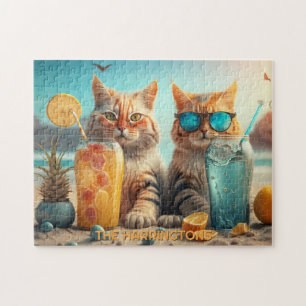 Benutzerdefinierter Name Urlaub Katze Puzzle