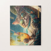 Benutzerdefinierter Name Urlaub Katze Puzzle (Vertikal)