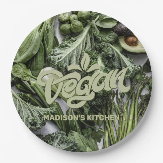 Benutzerdefinierter Name Vegan Pappteller (Vorderseite)