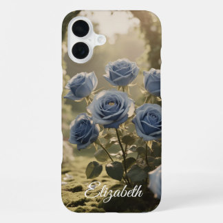 Benutzerdefinierter Name Verzauberte Blaue Rose Ro iPhone 16 Plus Hülle