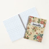 Benutzerdefinierter Name Vintage-Blumenmuster  Notizblock (Innenseite)