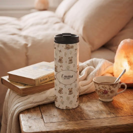 Benutzerdefinierter Name Vintage Cozy Cottagecore Thermosbecher