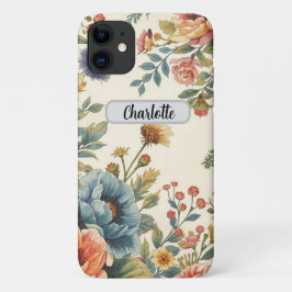 Benutzerdefinierter Name vintage feminine floral Case-Mate iPhone Hülle