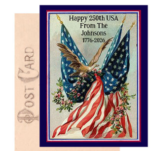 Benutzerdefinierter Name Vintage Fourth of July Pa Postkarte