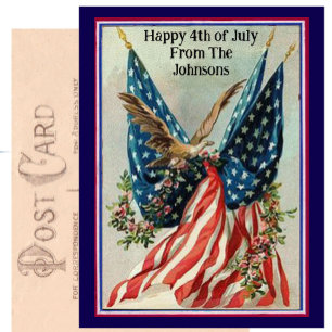 Benutzerdefinierter Name Vintage Fourth of July Pa Postkarte
