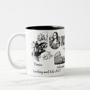 Benutzerdefinierter Name Vintage Italien Reise Ges Zweifarbige Tasse