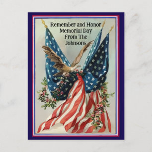 Benutzerdefinierter Name Vintage Memorial Day Patr Postkarte