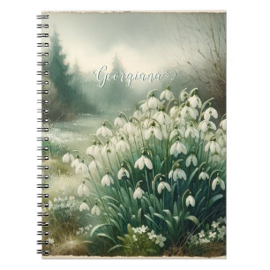 Benutzerdefinierter Name Vintage-Wasserfarbe Flora Notizblock