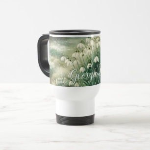 Benutzerdefinierter Name Vintage-Wasserfarbe Flora Reisebecher