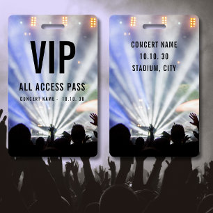 Benutzerdefinierter Name VIP All Access Pass Konze Ausweis