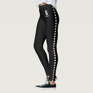 Benutzerdefinierter Name Walnuss Schwarz Weiß Must Leggings